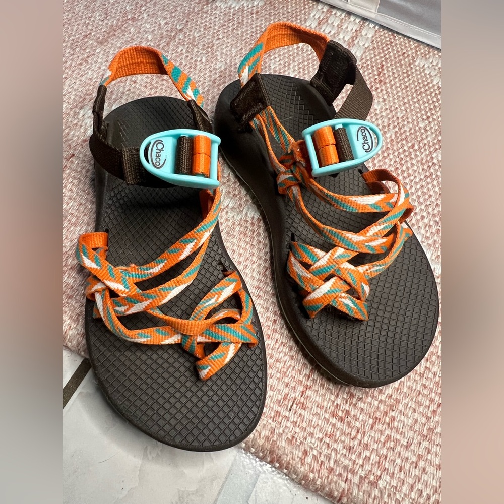 Chaco Kids Sandals - Brown, Orange, and Teal